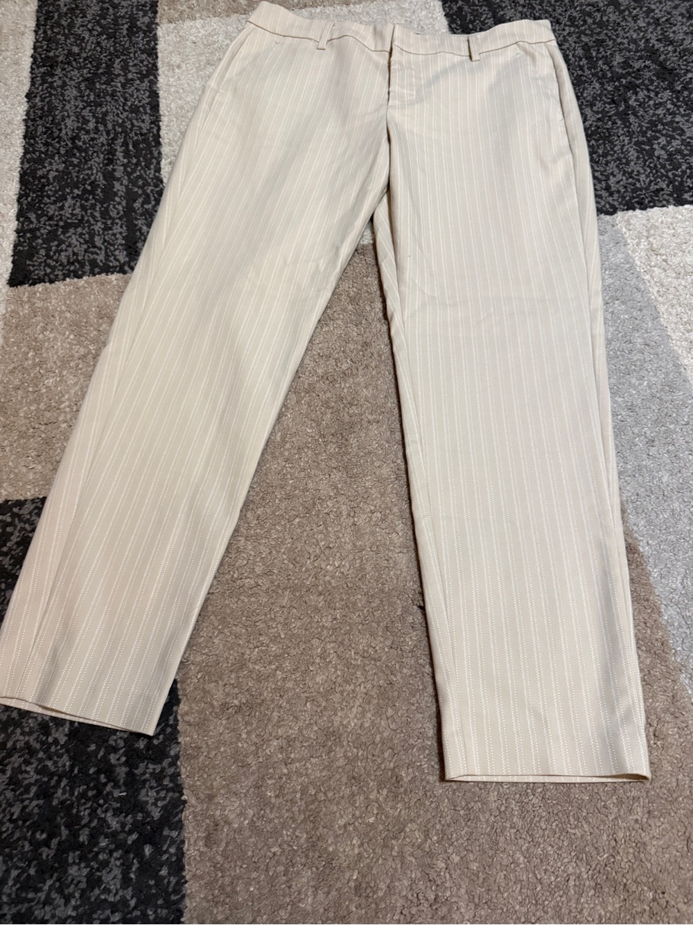 Liverpool Womens Cream with white Pinstripe Dress Pants- Size 12/31